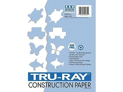 RIVERSIDE ACID FREE TRU-RAY  
The Brand Recognized by 99% of Art Teachers  
38 Stay Bright Colors  
Fade Resistant  
Heavy 64 Construction Weight  
50% Recycled Paper  
Made of 100% Vat Dyed Sulphite  

TRU-RAY CONSTRUCTION PAPER