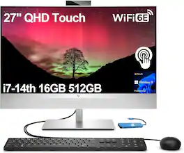 HP - EliteOne 870 G9 All-in-One 27" 2K QHD Touchscreen Desktop - Intel Core i7 - 16GB RAM - 512GB SSD - Windows 11 Pro - Silver