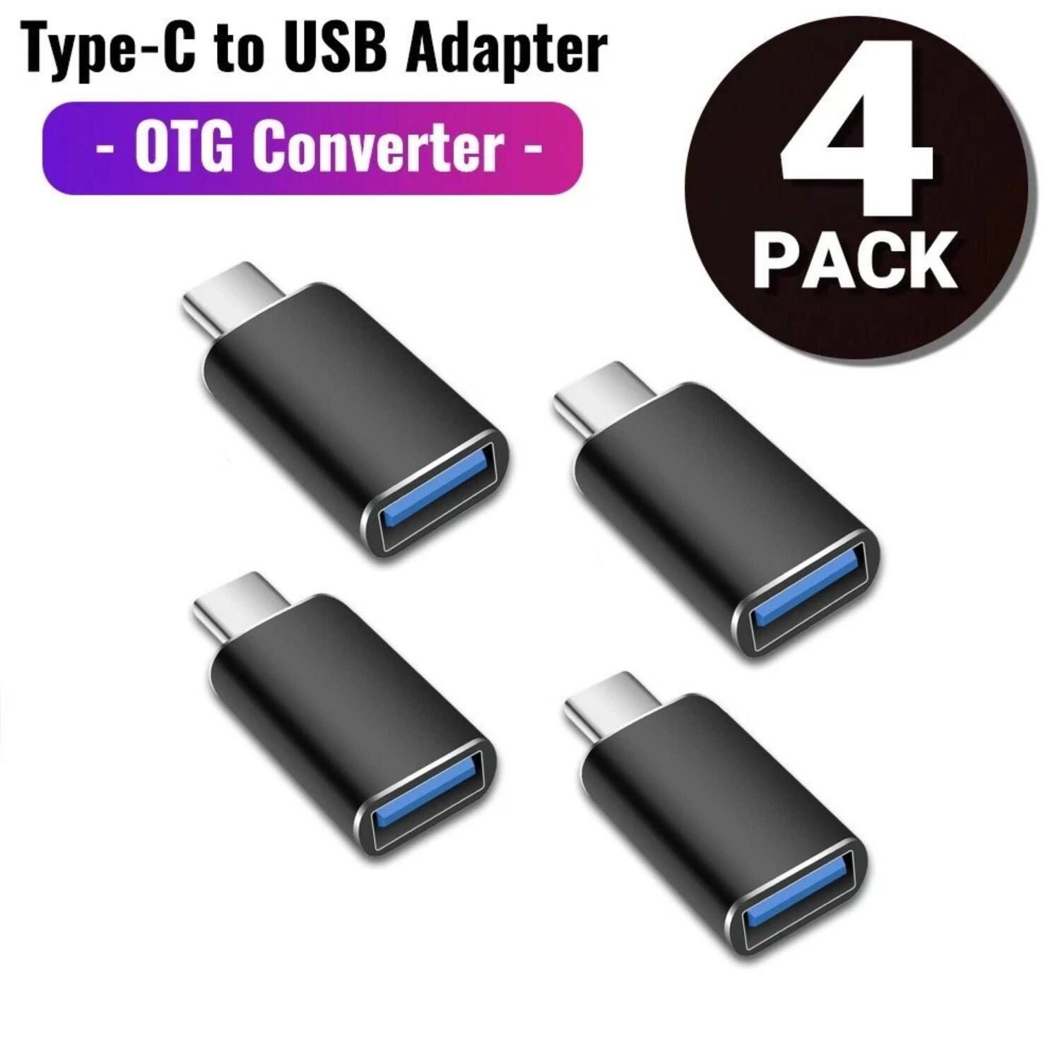 Type-C to USB Adapter - OTG Converter - 4 PACK