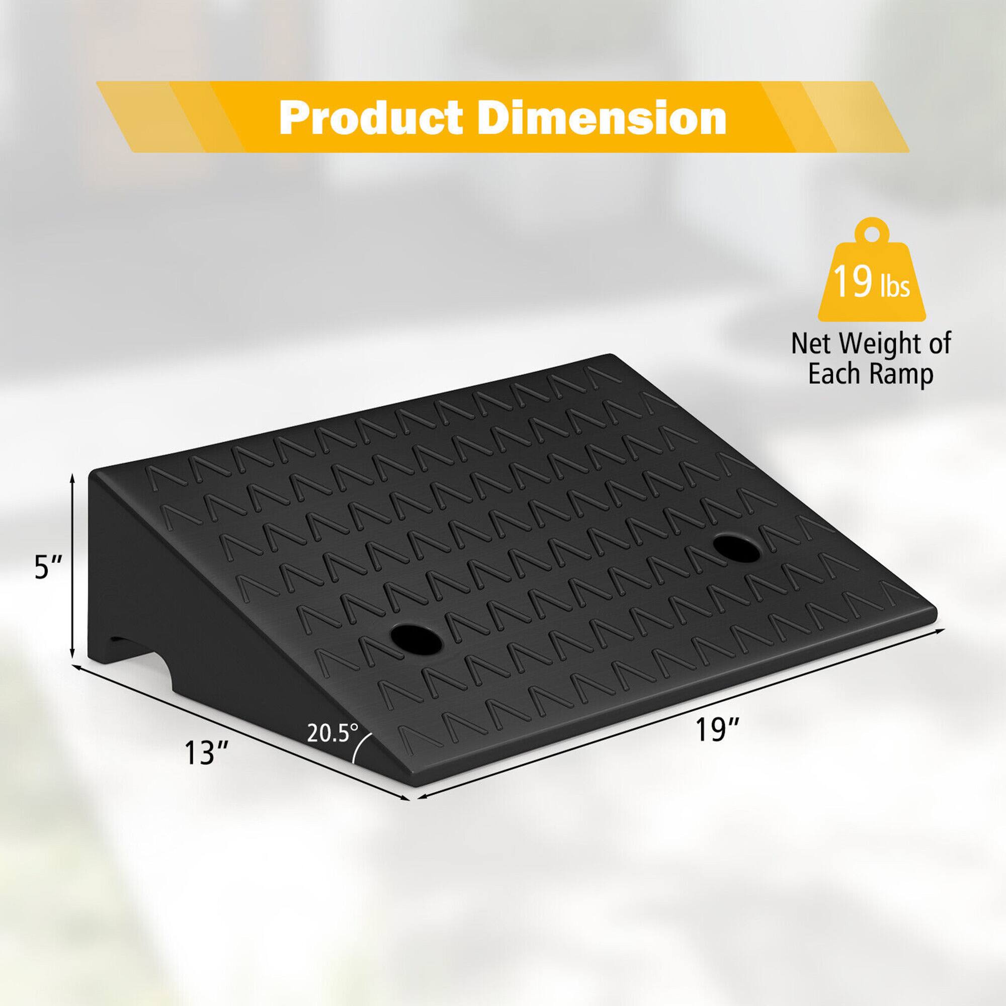 Product Dimension  
Net Weight of Each Ramp: 19 lbs  
5" x 13" x 19"  
20.5°
