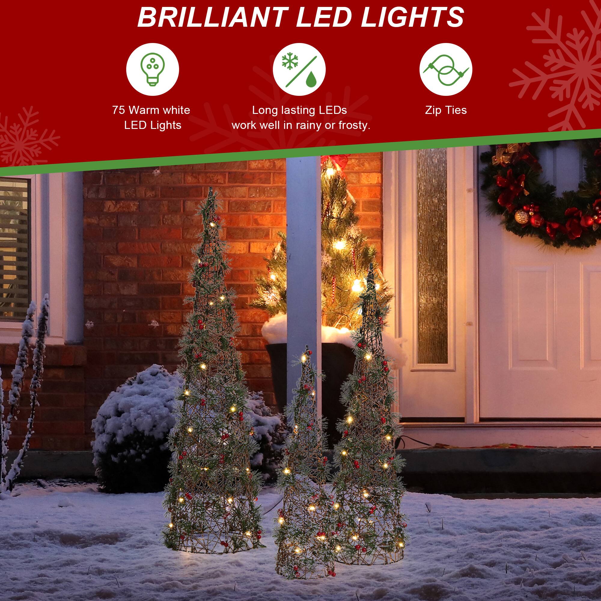 BRILLIANT LED LIGHTS

75 Warm white LED Lights

Long lasting LEDs work well in rainy or frosty.

Zip Ties