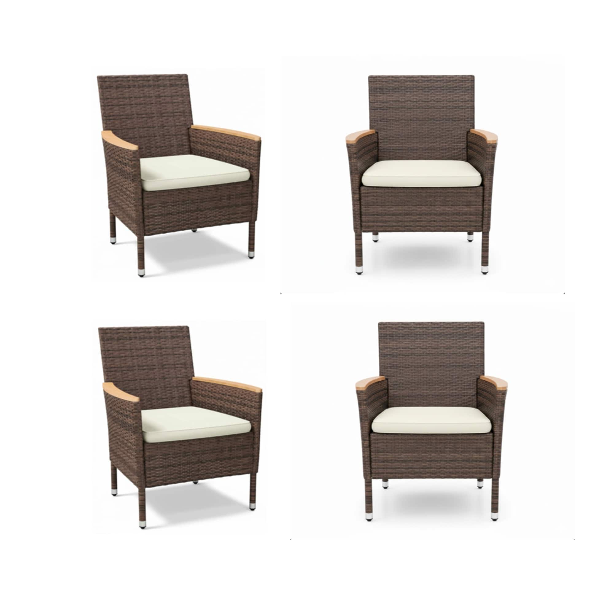 Mondawe - 4-Piece All-Weather Rattan Patio Dining Chair - Brown