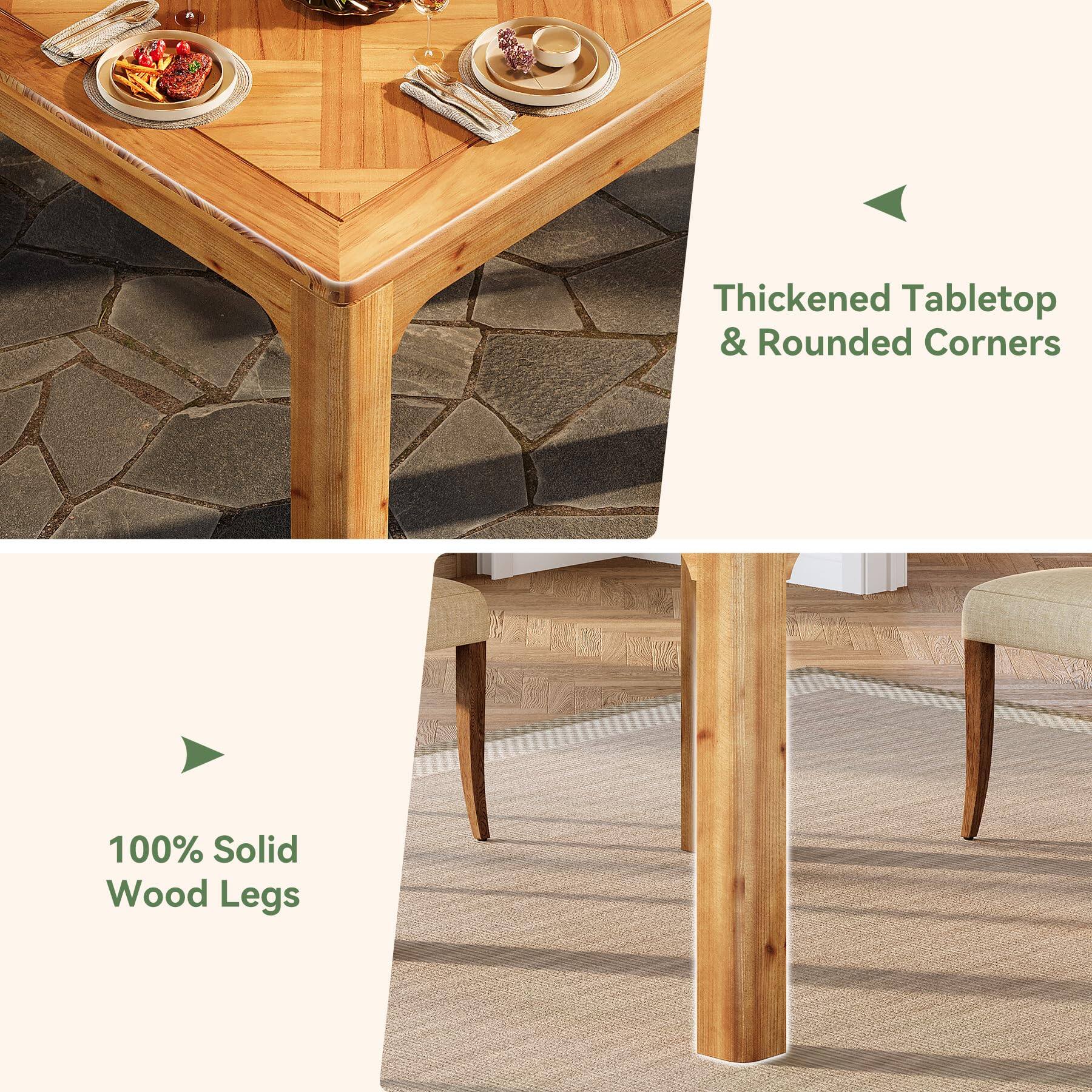 Thickened Tabletop & Rounded Corners

100% Solid Wood Legs