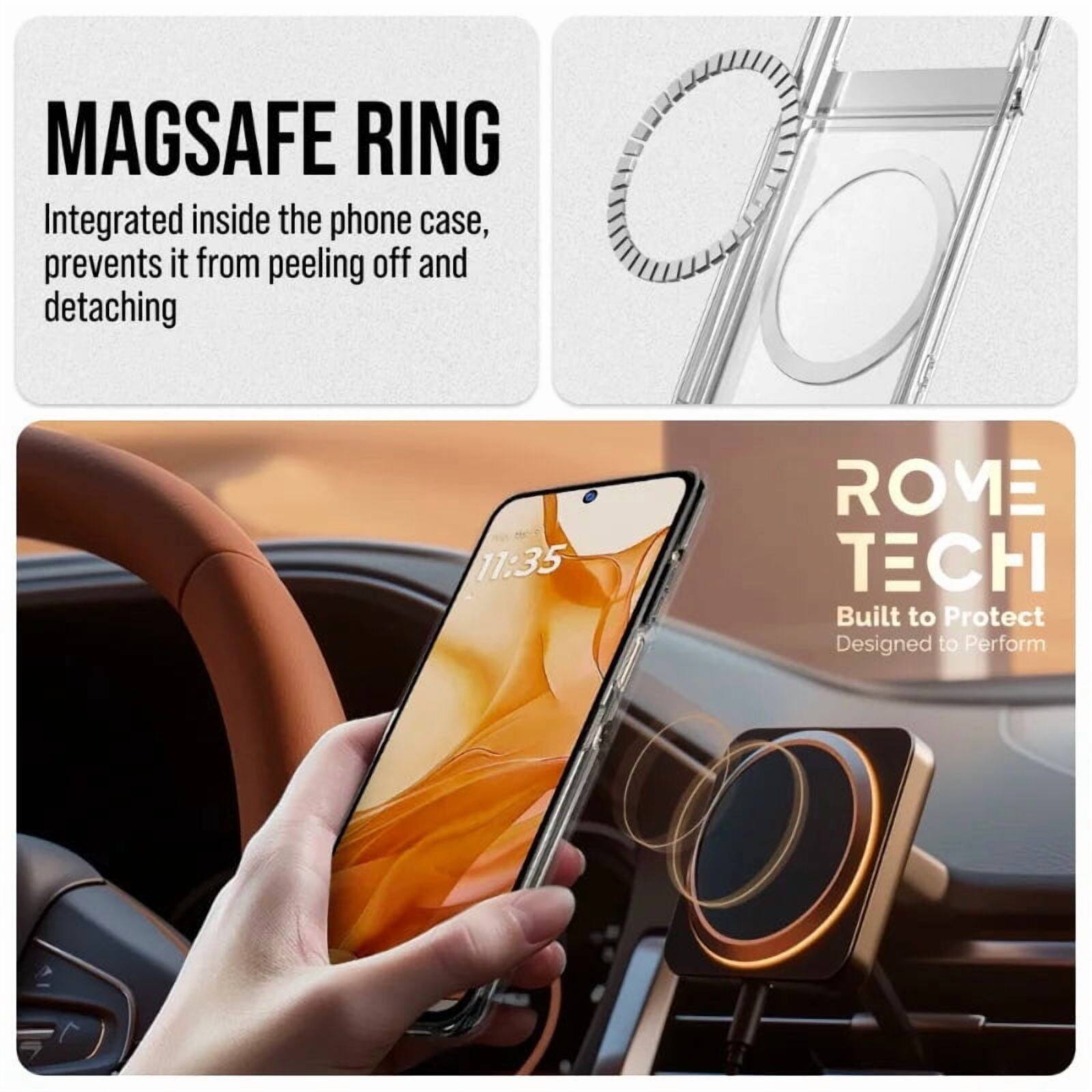 MAGSAFE RING  
Integrated inside the phone case, prevents it from peeling off and detaching  

11:35  

ROME TECH  
Built to Protect  
Designed to Perform