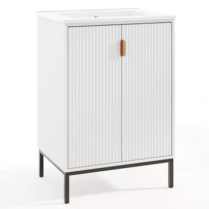 Front. Costway - Costway Bathroom Vanity with Sink Combo 24 Inch Freestanding Bathroom Sink Cabinet White - White.