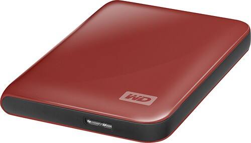 Angle Standard. Western Digital - My Passport Essential 500GB External USB 3.0/2.0 Portable Hard Drive - Real Red.