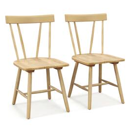 Costway - Dining Chairs Set of 2 Windsor Chairs Wood Armless Chairs with Solid Rubber Wood - Natural