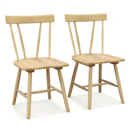 Front. Costway - Dining Chairs Set of 2 Windsor Chairs Wood Armless Chairs with Solid Rubber Wood - Natural.