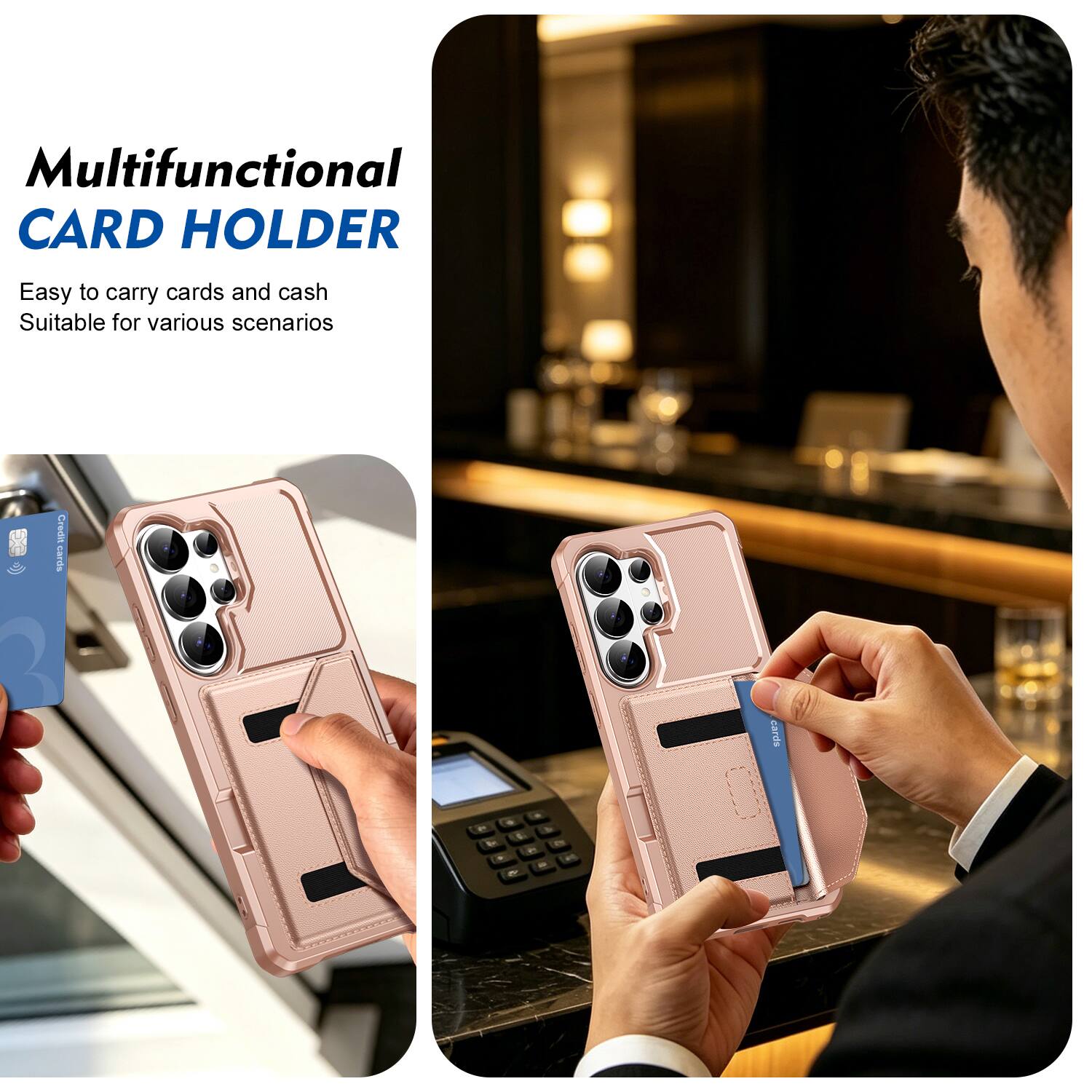 Multifunctional CARD HOLDER  
Easy to carry cards and cash  
Suitable for various scenarios  
I Credit cards
