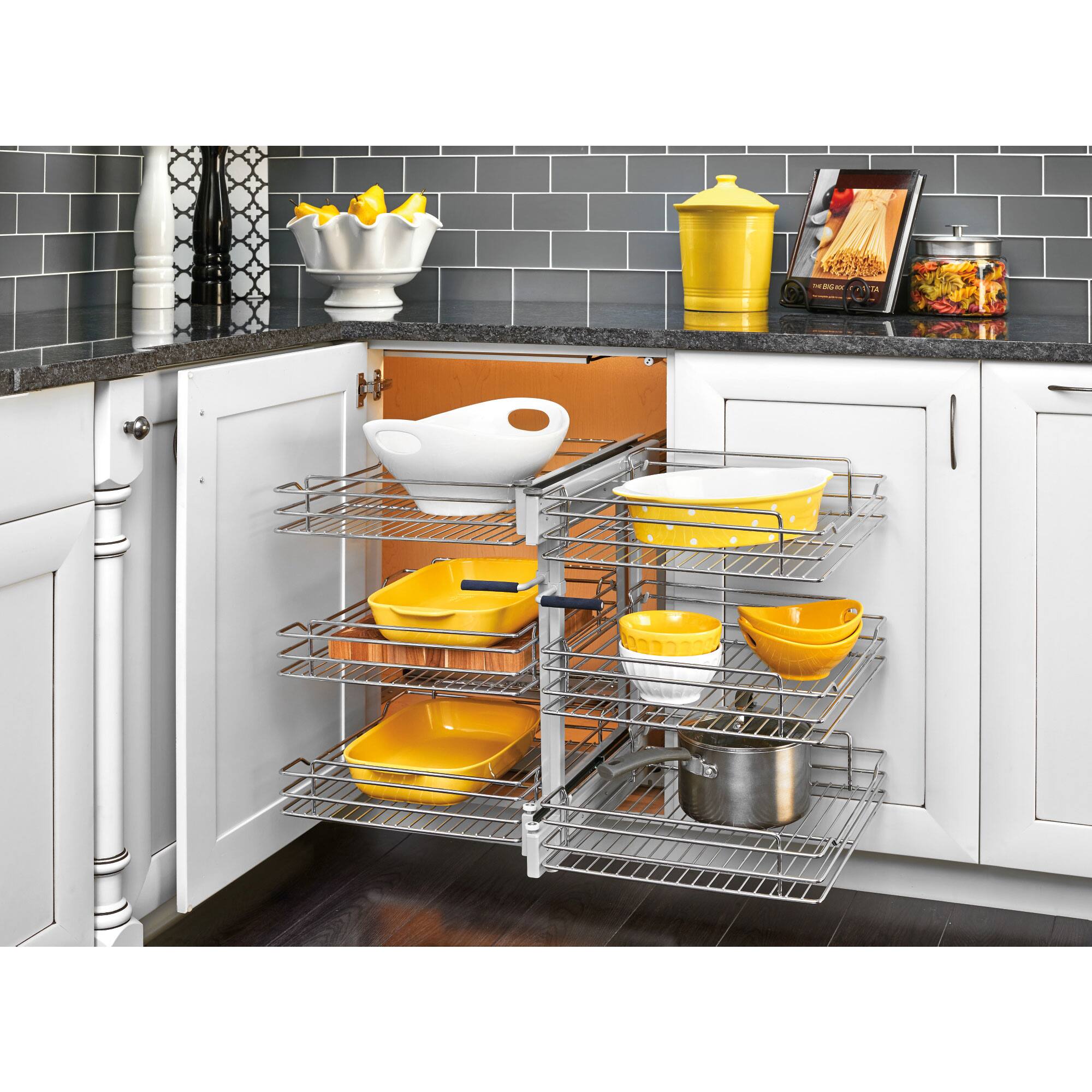 Alt View 8. Rev-A-Shelf - Rev-A-Shelf Pullout Corner Cabinet Organizer w/ Soft-close Three-Tier, 5PSP3-15SC-CR - Silver.