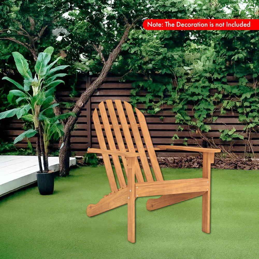 Angle. Hivvago - Acacia Wood Outdoor Adirondack Chair with Angled Seat and High Back for Porch or Poolside - Natural.