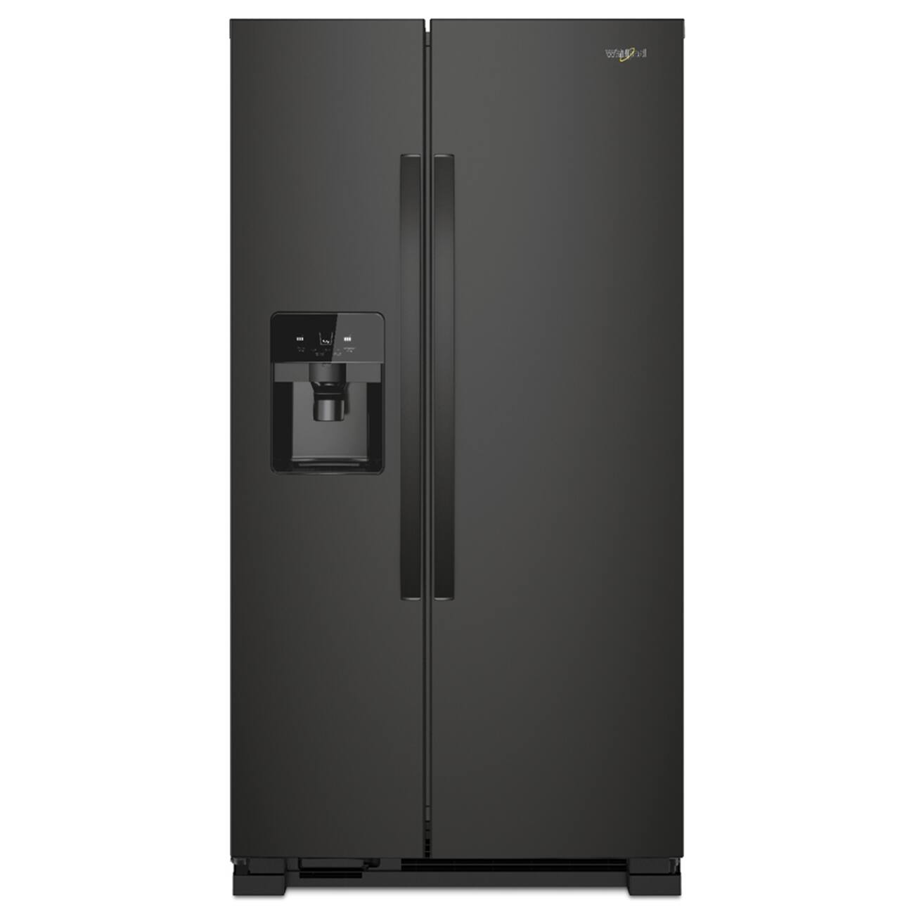 Front. Whirlpool - 33 in. Wide 21 cu. ft. Side-by-Side Refrigerator with LED Interior Lighting - Black.