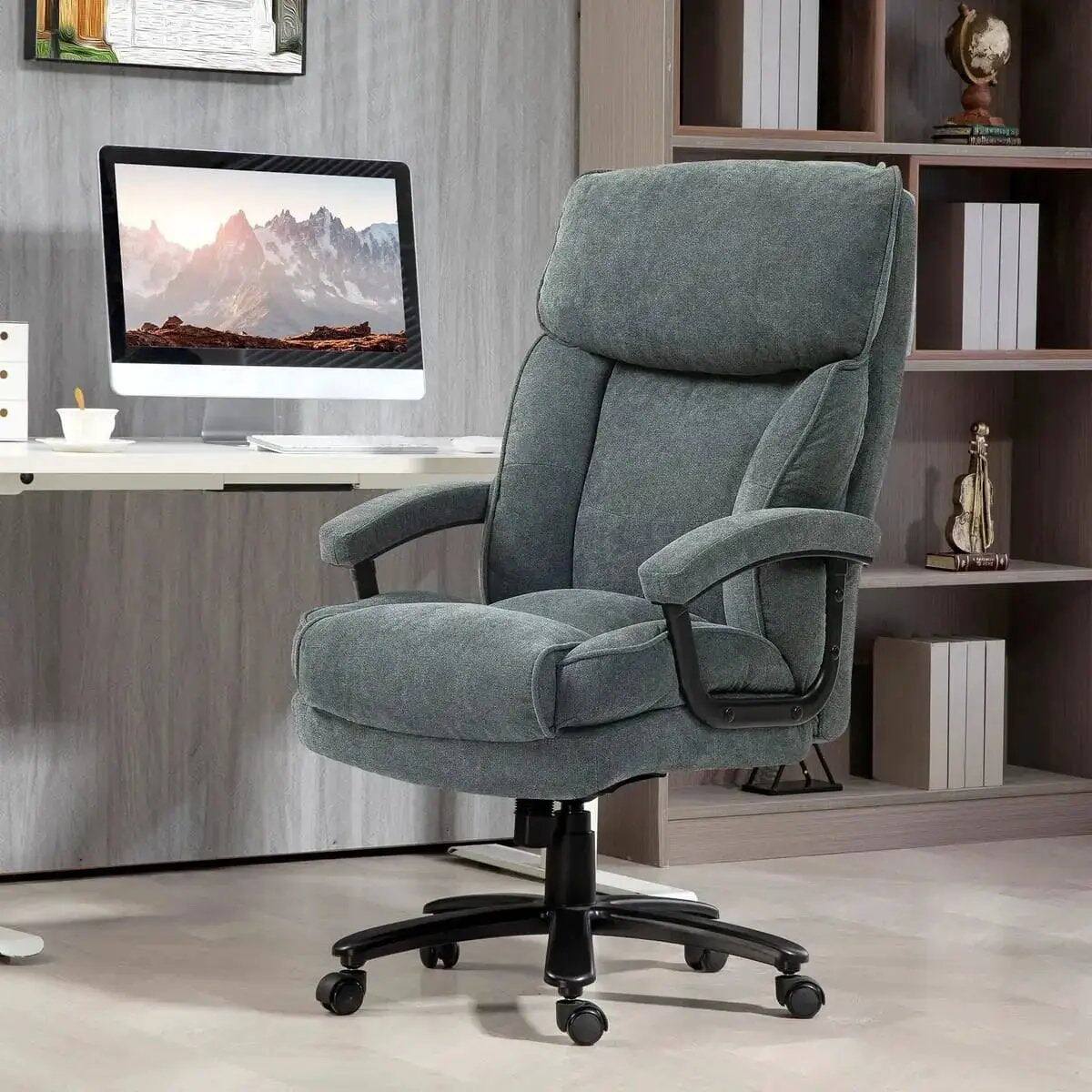 Alt View 6. Platinum-Level - Big and Tall Executive Office Chair with Plush Velveteen Fabric - Gray.