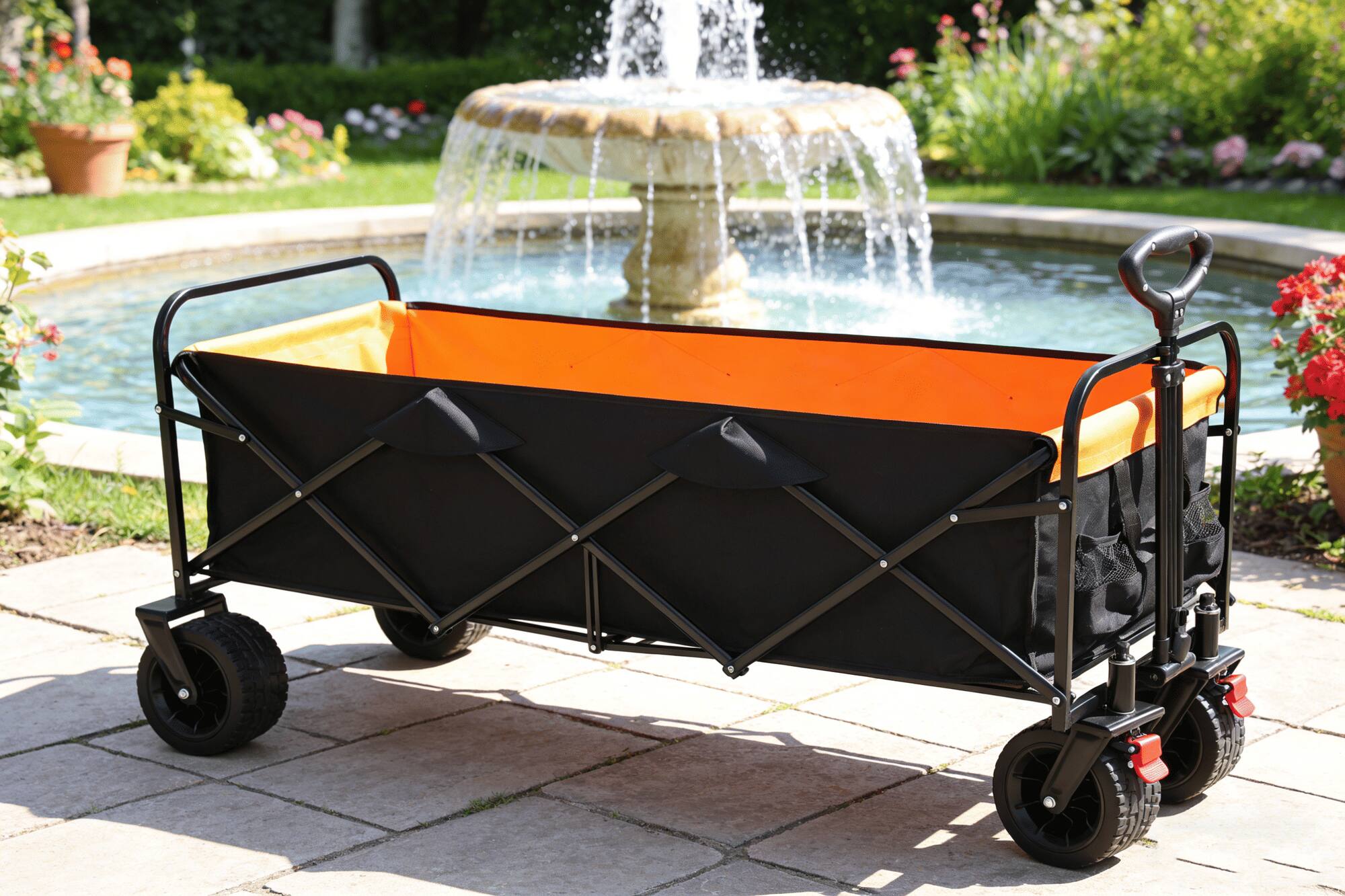 Angle. Loheer - Loheer Extra Long Folding Wagon Beach Cart Large Capacity Heavy Duty Garden Shopping Collapsible Utility Cart.