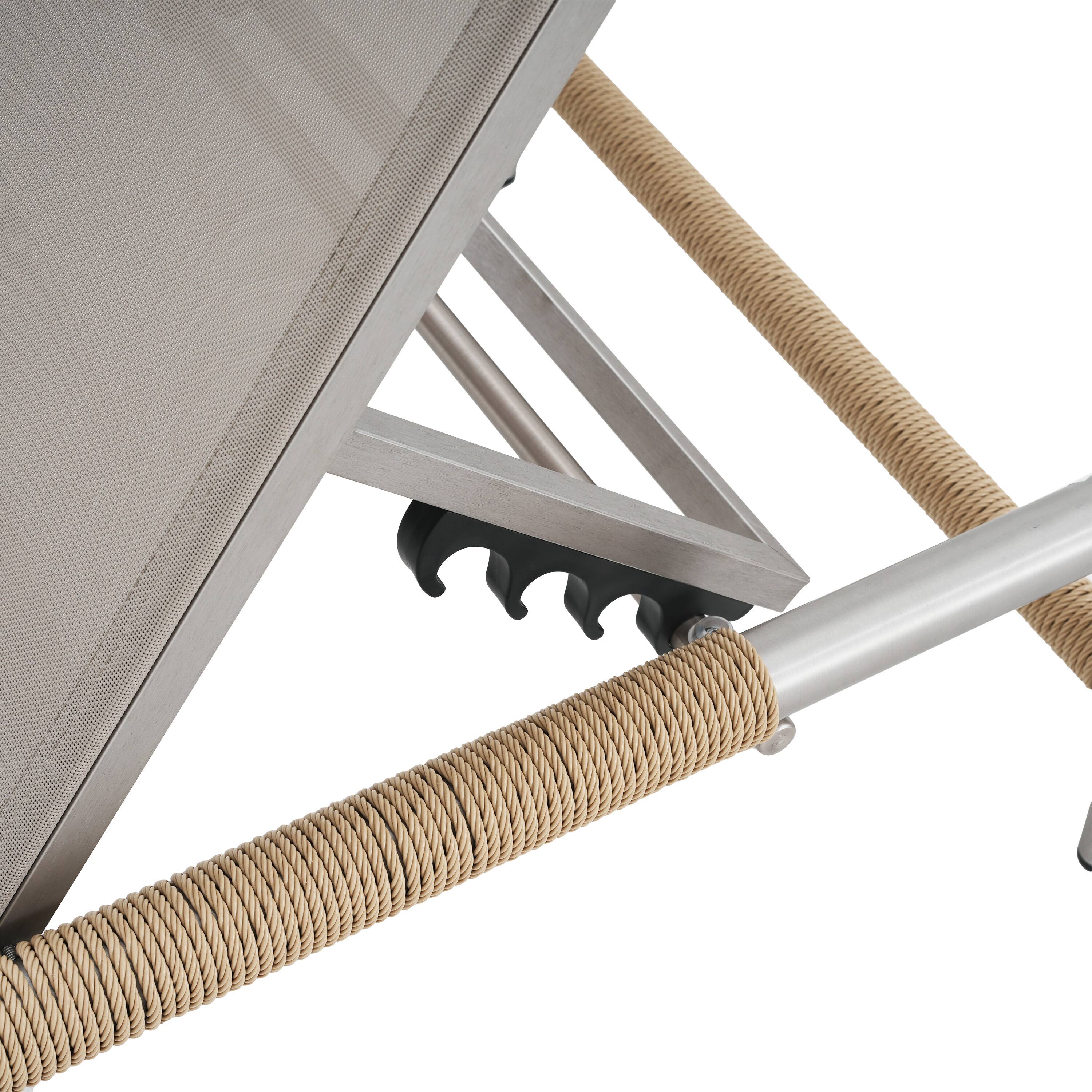 Alt View 5. Mondawe - Outdoor Patio Aluminum Chaise Lounge - Natural+Silver.