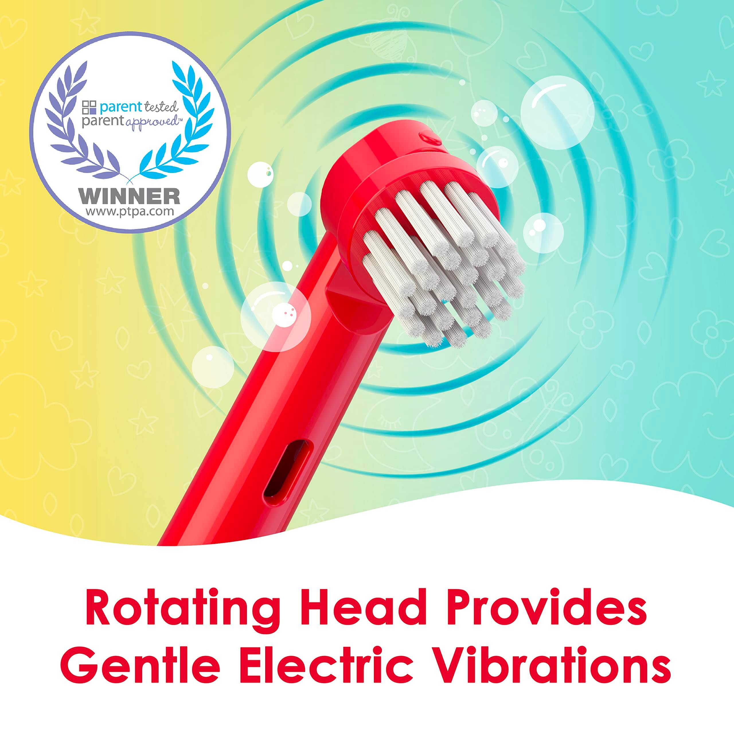 parent tested  
parent approved  
WINNER  
www.ptpa.com  

Rotating Head Provides Gentle Electric Vibrations