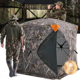 VEVOR - Hunting Blind, 270° See Through Ground Blind, 2-3 Person Pop Up Deer Blind for Hunting with Carrying Bag, Portable - camouflage color