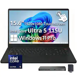LG gram - Upgraded - 15.6" FHD Touch Laptop,Intel Ultra 5 115U,32GB DDR5,1TB SSD+160GB Dock Set,Numeric Pad,Win 11 Pro - Titan Black