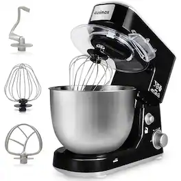Cusimax - 5 qt. 3-Speed Tilt-Head Stand Mixer with Mess-Free Ingredient Adding - Black