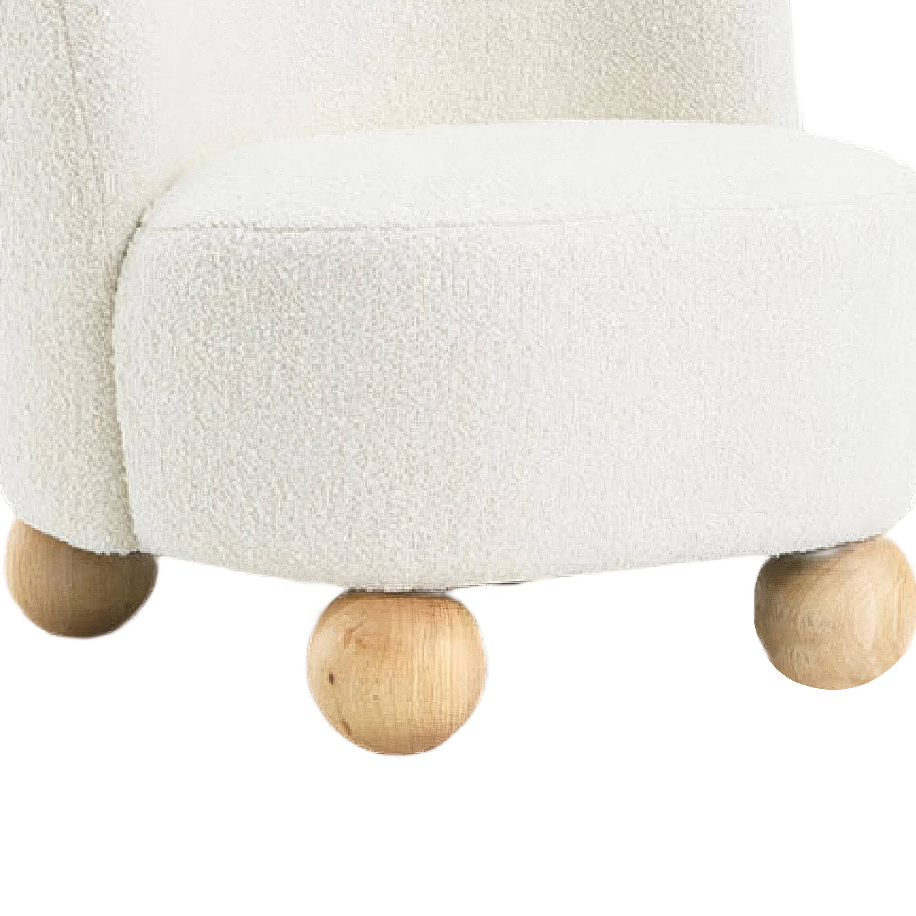 Manhattan Lane Dave Armless Accent Chair with Wooden Ball Feet, Boucle ...