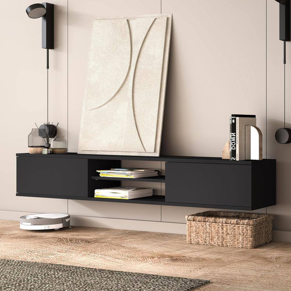 Alt View 2. Atelier Mobili - Atelier Mobili Floating TV Stand 70 Inch, Wall Mounted Entertainment Center - White.