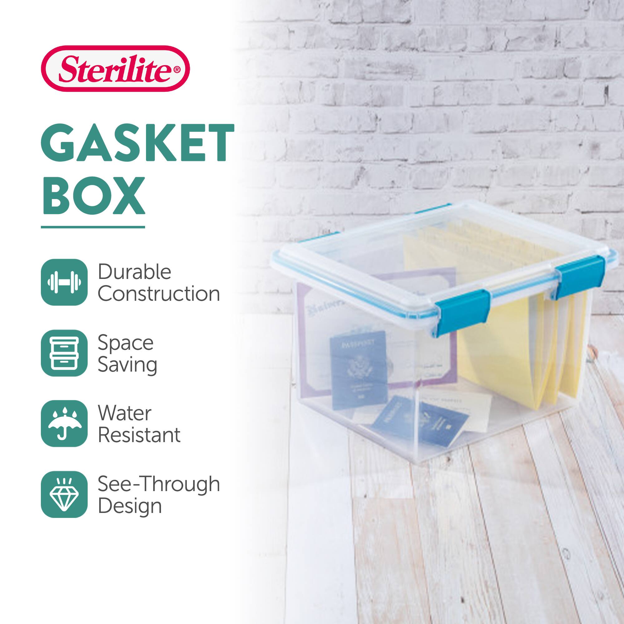 Sterilite GASKET BOX

- Durable Construction
- Space Saving
- Water Resistant
- See-Through Design