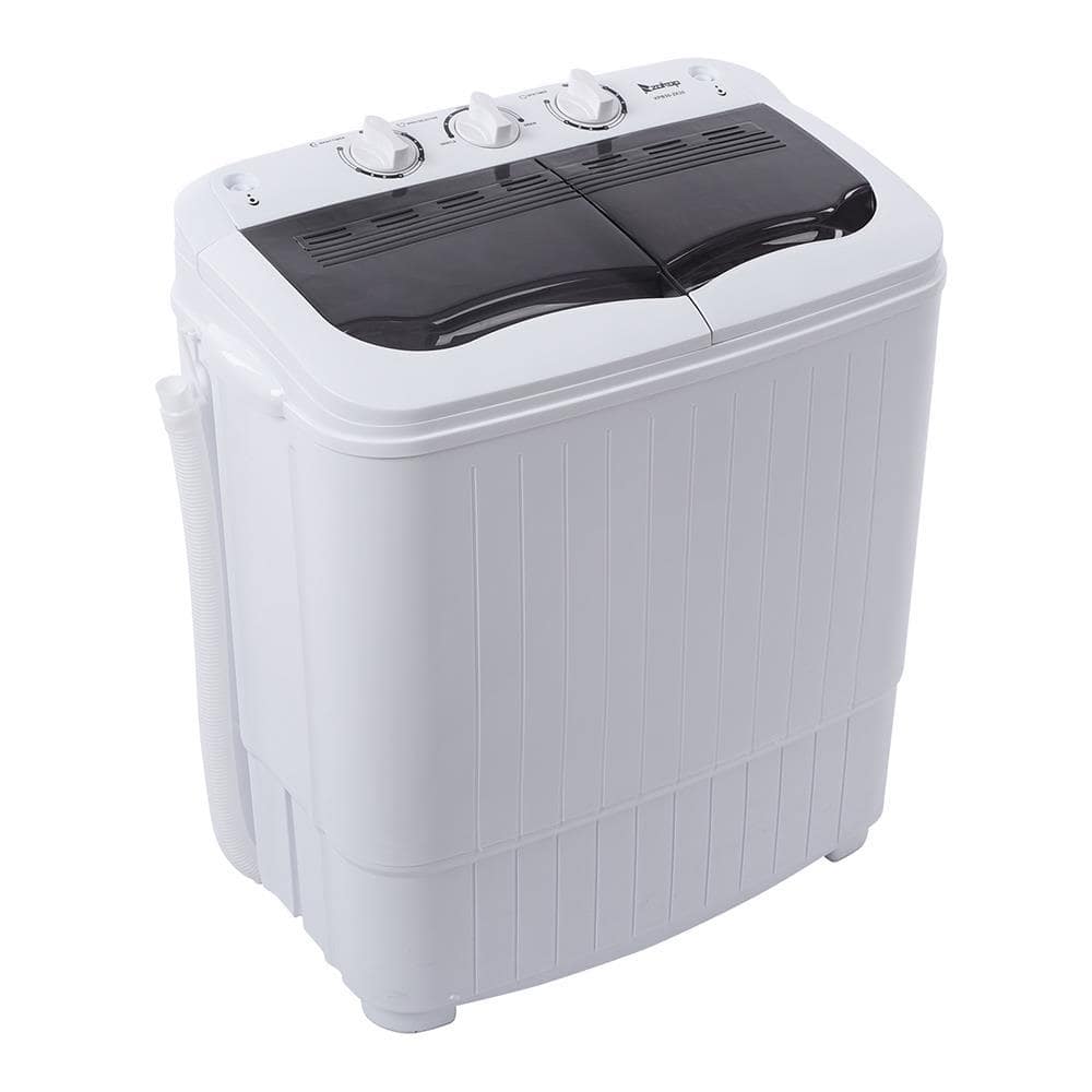 Winado - Compact Twin Tub Washing Machine 14.3 Lbs Portable Washer Wash and Spin Cycle - Grayand White