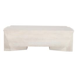 Manhattan Lane - Joanie Coffee Table | 45" Rectangular Biscotti Handcrafted Mango Wood | Solid Asymmetric Base - White