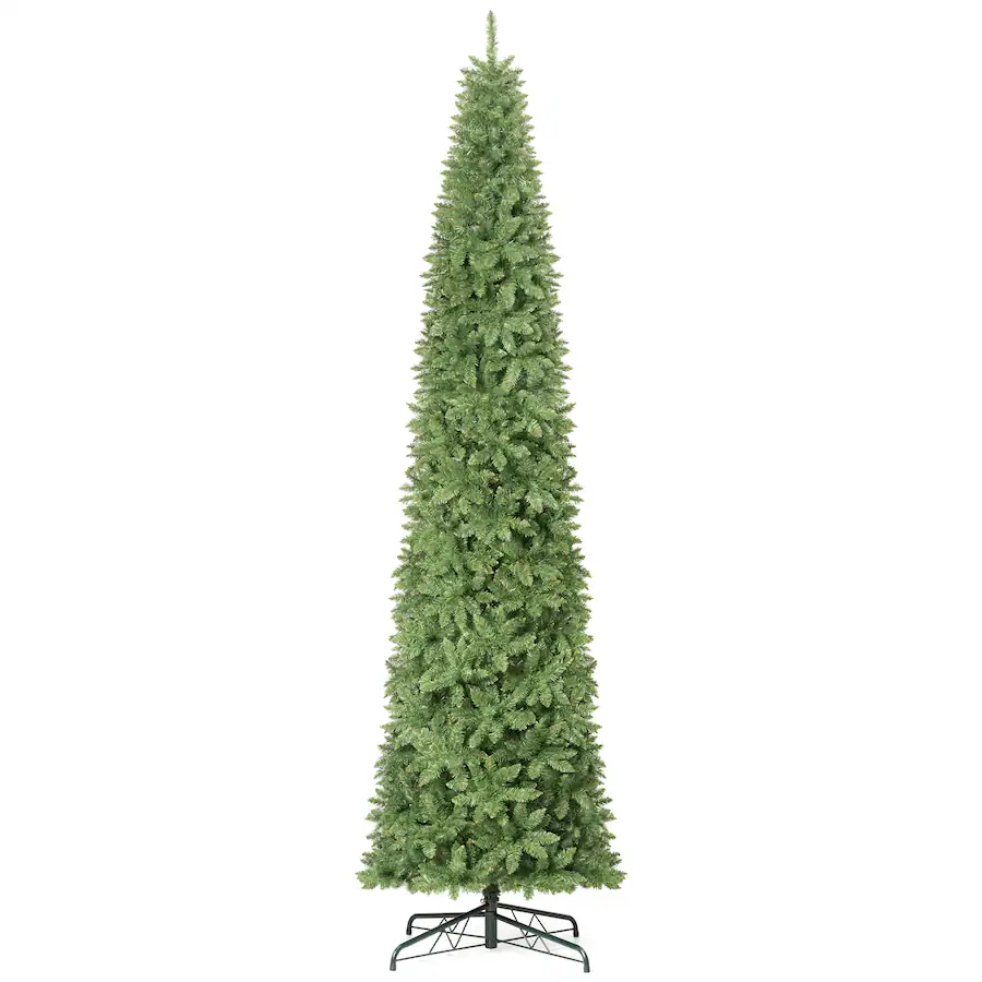 Tree Vs Tree Comp Costway 12 ft Pencil Fir Christmas Tree with 1818 Full Branch Tips ...