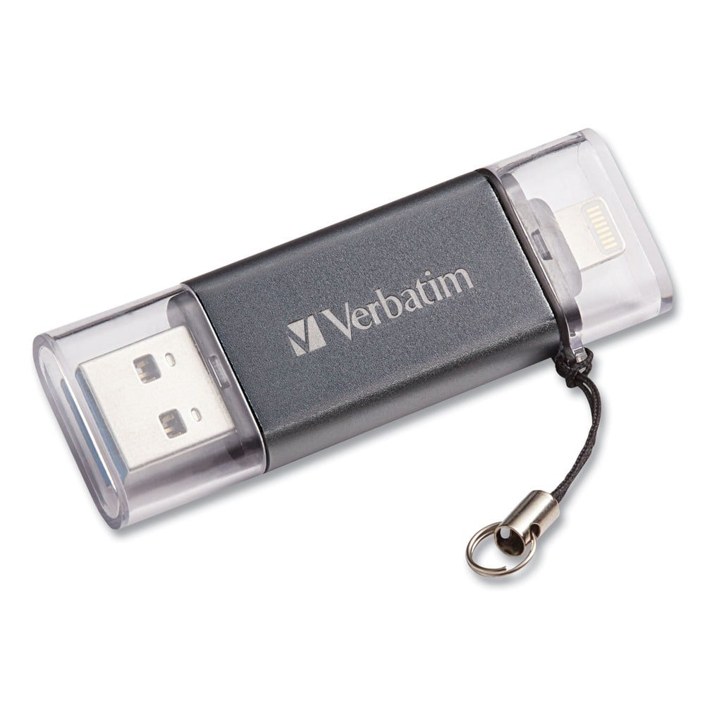 Verbatim - 49301 64 GB Store 'n' Go Dual USB 3.0 Flash Drive for Apple Lightning Devices - Graphite