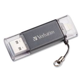 Verbatim - 49301 64 GB Store 'n' Go Dual USB 3.0 Flash Drive for Apple Lightning Devices - Graphite