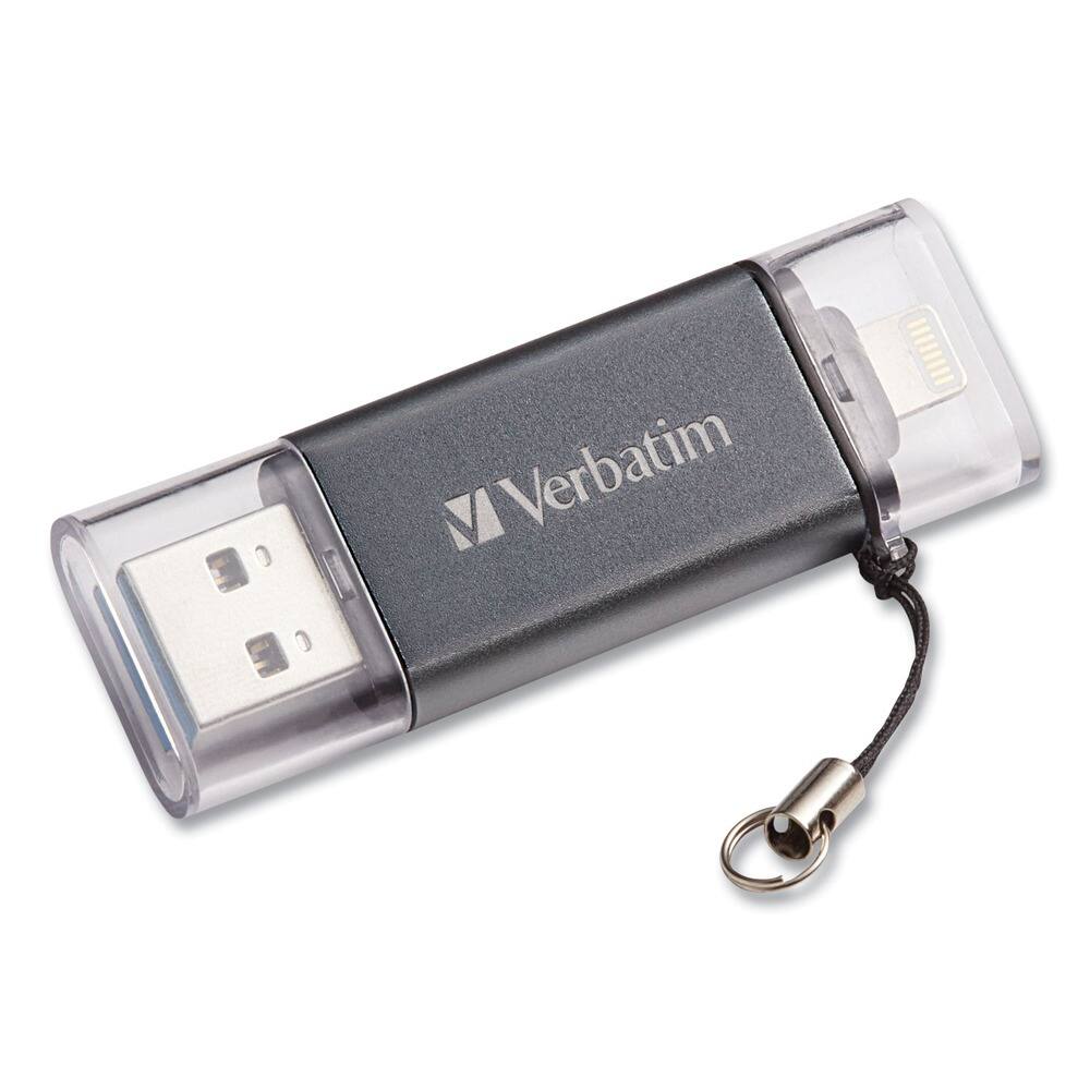 Front. Verbatim - Verbatim 49301 64 GB Store 'n' Go Dual USB 3.0 Flash Drive for Apple Lightning Devices - Graphite - Graphite.