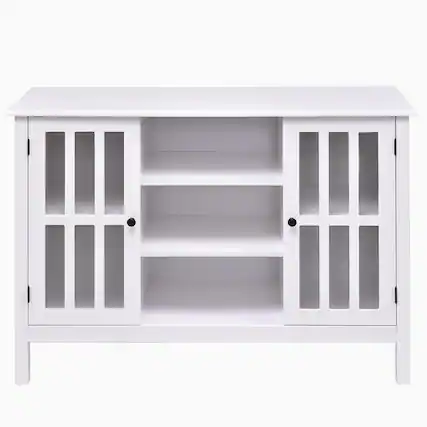 Front. Hivvago - Hivvago 43-inch TV Stand with Glass Panel Doors - White.