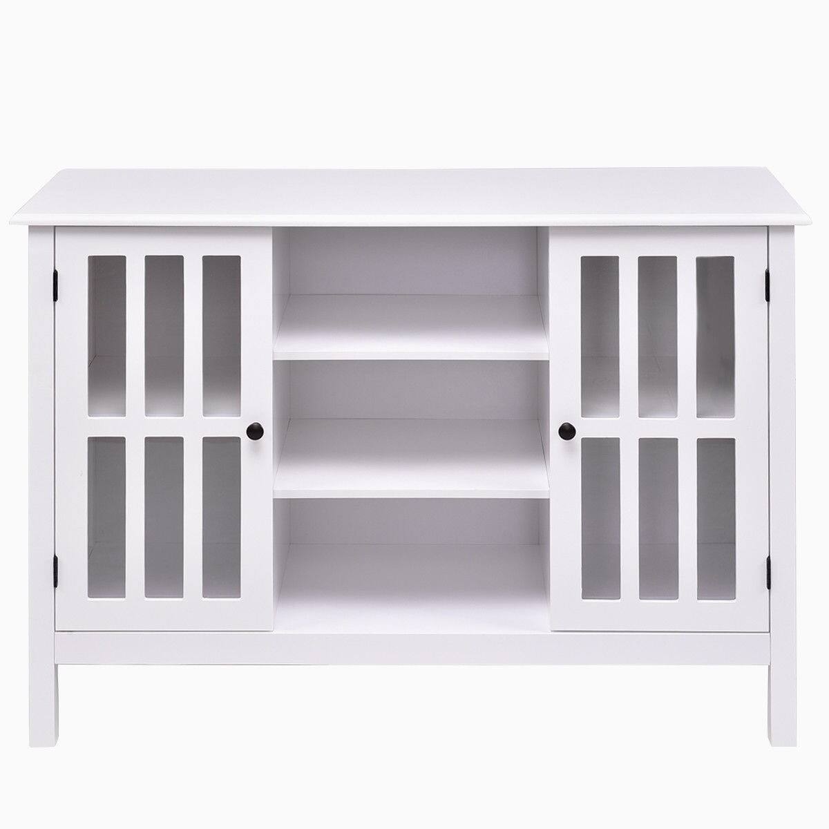 Front. Hivvago - Hivvago 43-inch TV Stand with Glass Panel Doors - White.