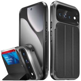 Vena - vCommute Wallet Case For Google Pixel 11 Pro XL, Leather Flip Cover with Card Slot and Kickstand, Black - Black|Space Gray