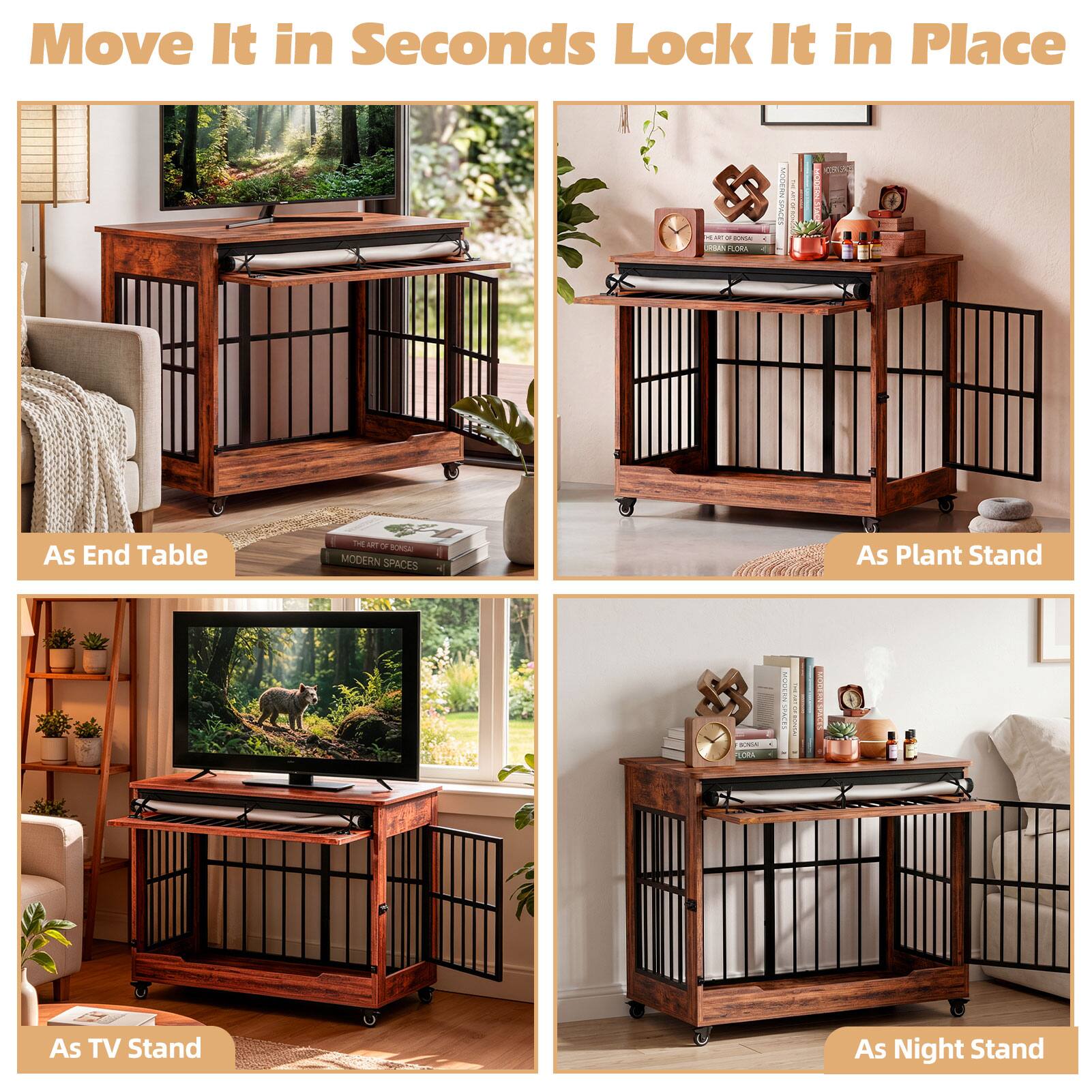 Move It in Seconds Lock It in Place

- HLA FOA - sim ME SA 1901 ODERIIS As End Table
- SONTE MODERN SPACES As Plant Stand
- As TV Stand
- As Night Stand