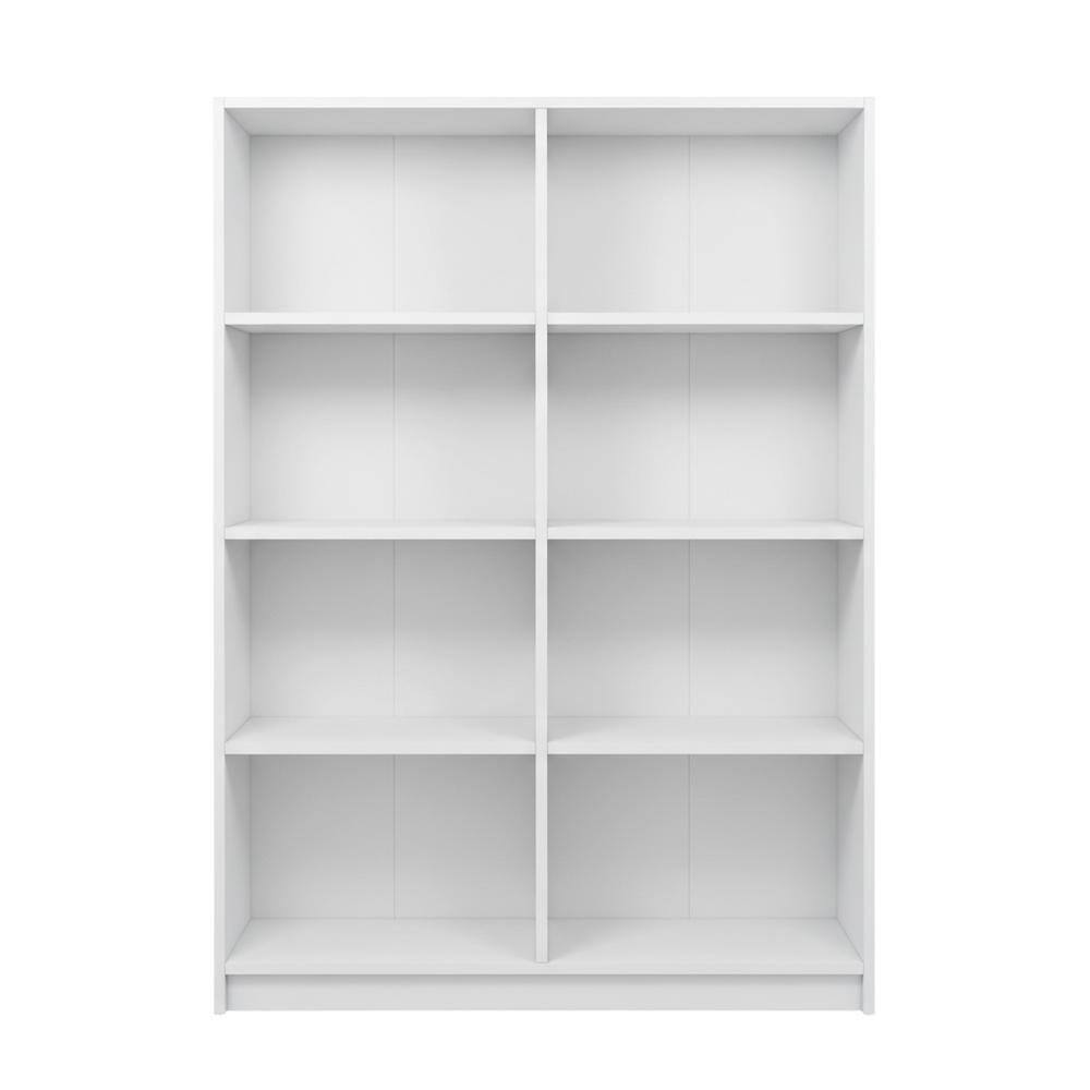 Back. FurniFact - Wooden bookcase in finish with spacious shelves for storage - White.