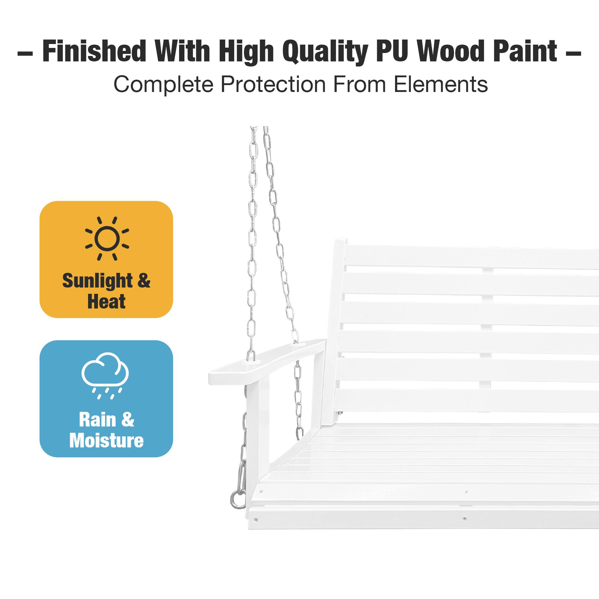 - Finished With High Quality PU Wood Paint
- Complete Protection From Elements: Sunlight & Heat, Rain & Moisture