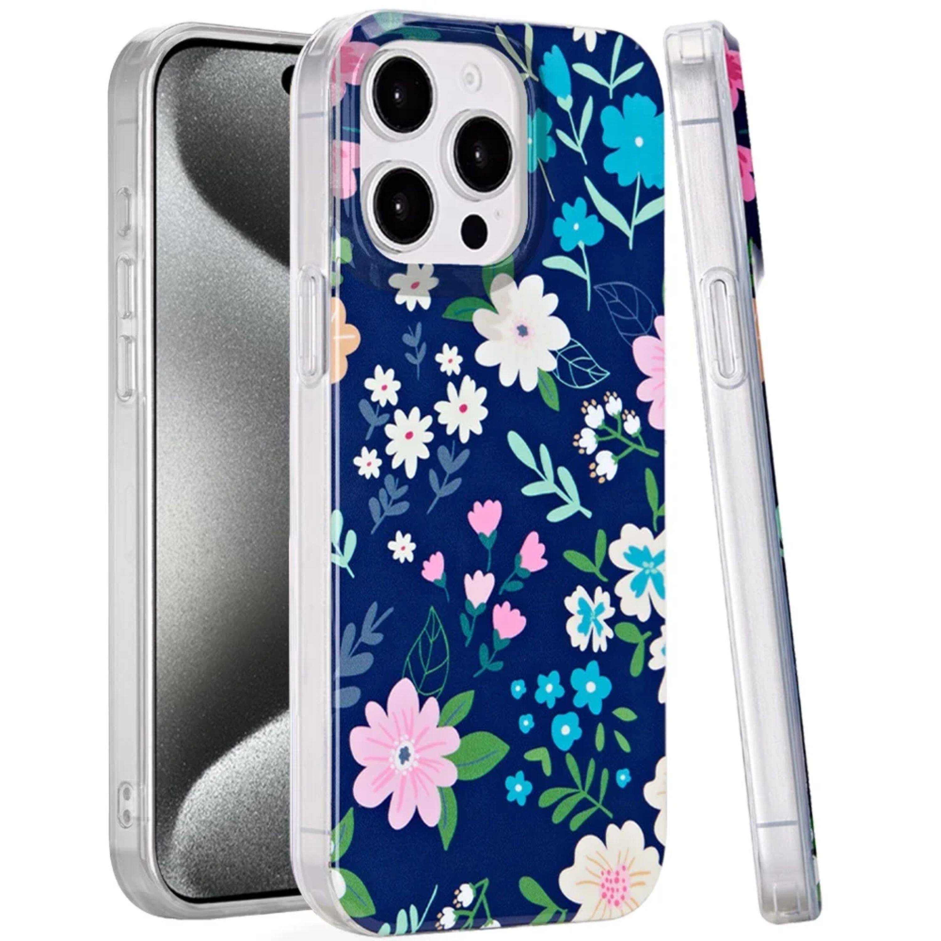 Kitcheniva - Dual Layer TPU Protective Case With Tempered Glass For iPhone 15 Pro Max Galaxy Floral - Multicolor price history on PriceWatchPro