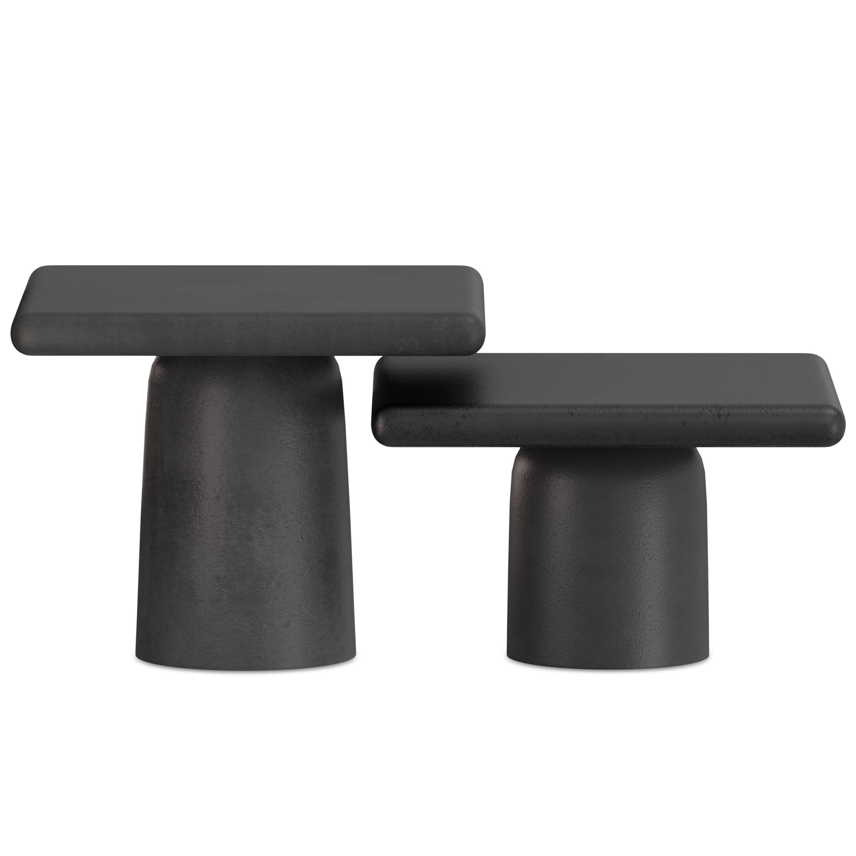 Left. Simpli Home - Zachary 21"  Contemporary Cast Aluminum Coffee Table 2 Piece Set in Graphite, Black Nickel, Fully Assembled - Graphite, Black Nickel.