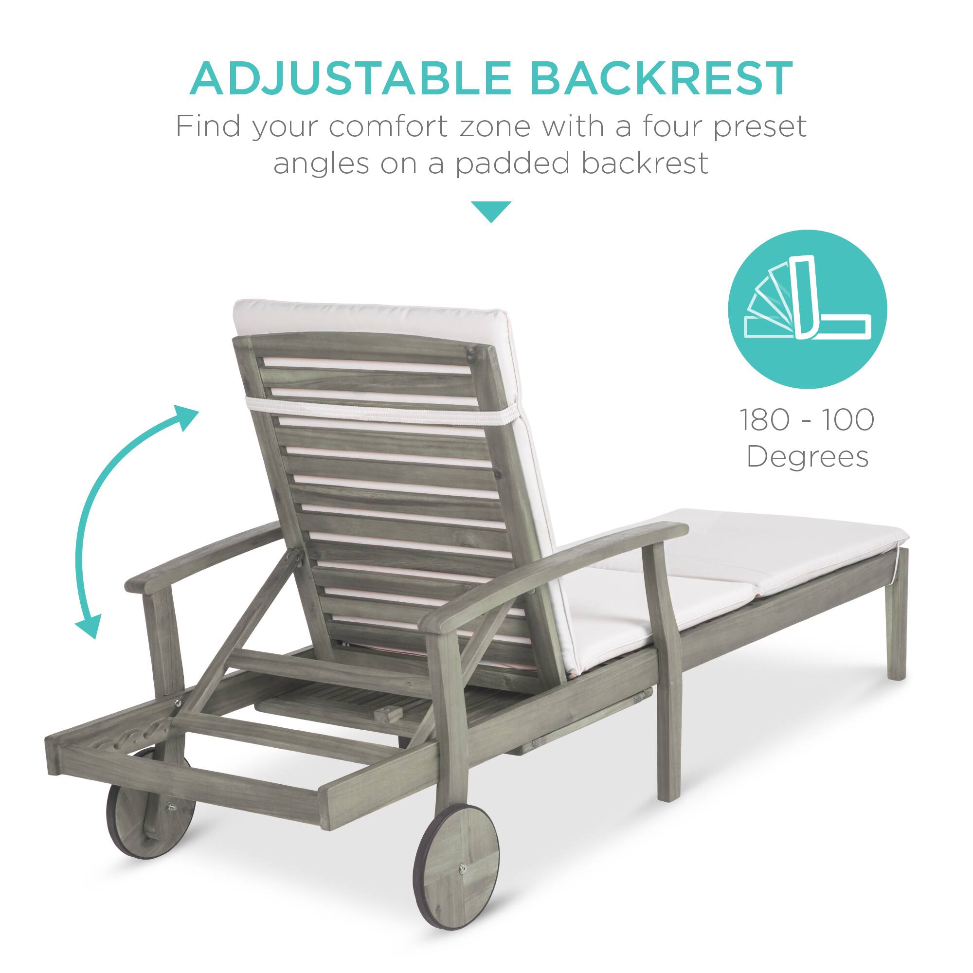 ADJUSTABLE BACKREST  
Find your comfort zone with a four preset angles on a padded backrest  

180 - 100 Degrees