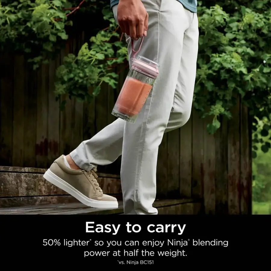 Easy to carry 50% lighter so you can enjoy Ninja blending power at half the weight.