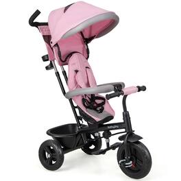 Costway - 4-in-1 Multifunctional Tricycle Kids Trike with Removable Canopy & Push Handle - Pink