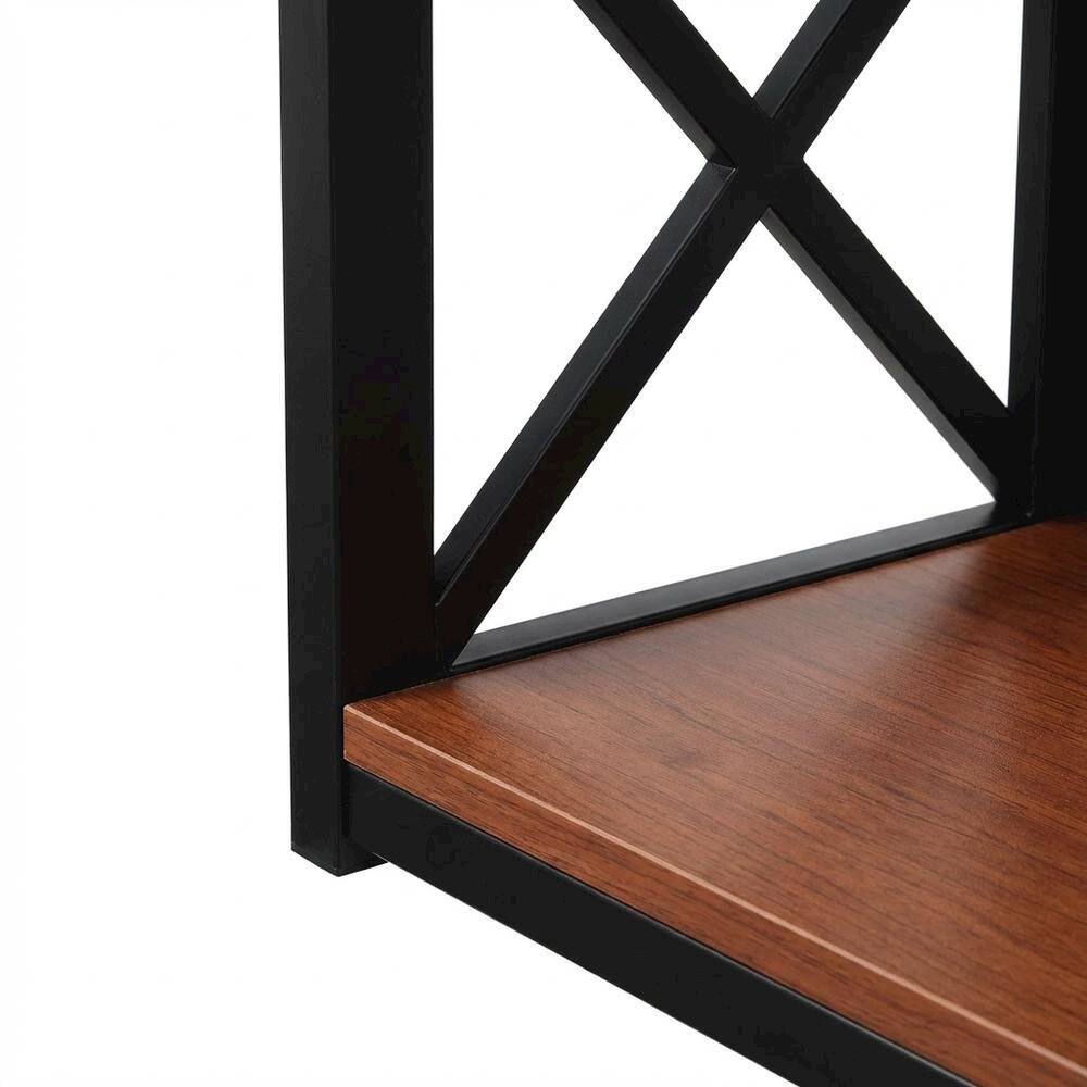 Alt View 3. FurniFact - Corner Bookcase in Neutral Finish with Stable Support and Durable Construction - Cherry.