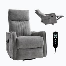 LUCKY ONE - Chenille Manual Recliner Chair with 360° Swivel, Rocker, Massage and Lumbar Heat - Dark Gray