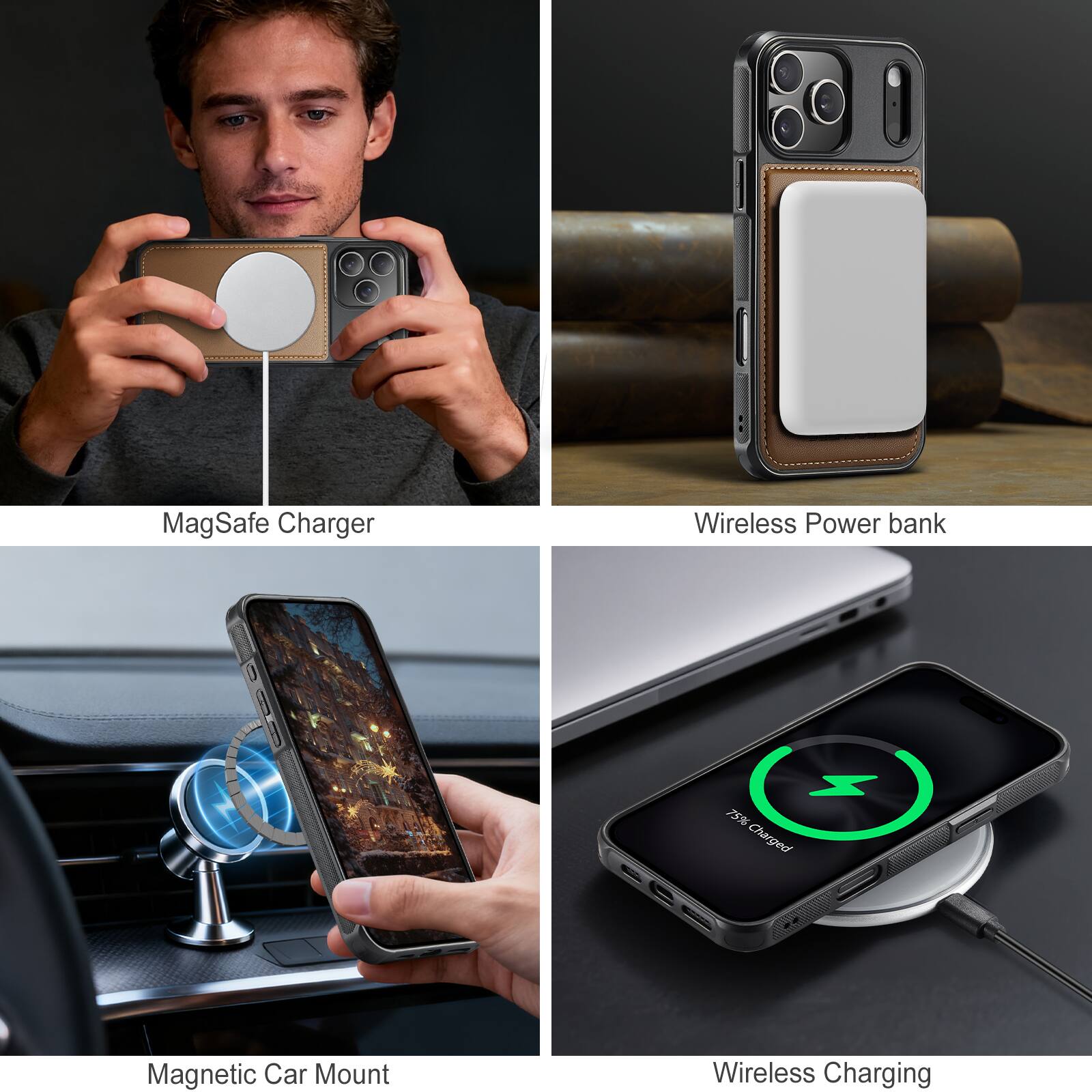 - MagSafe Charger
- Wireless Power Bank
- Magnetic Car Mount
- Wireless Charging