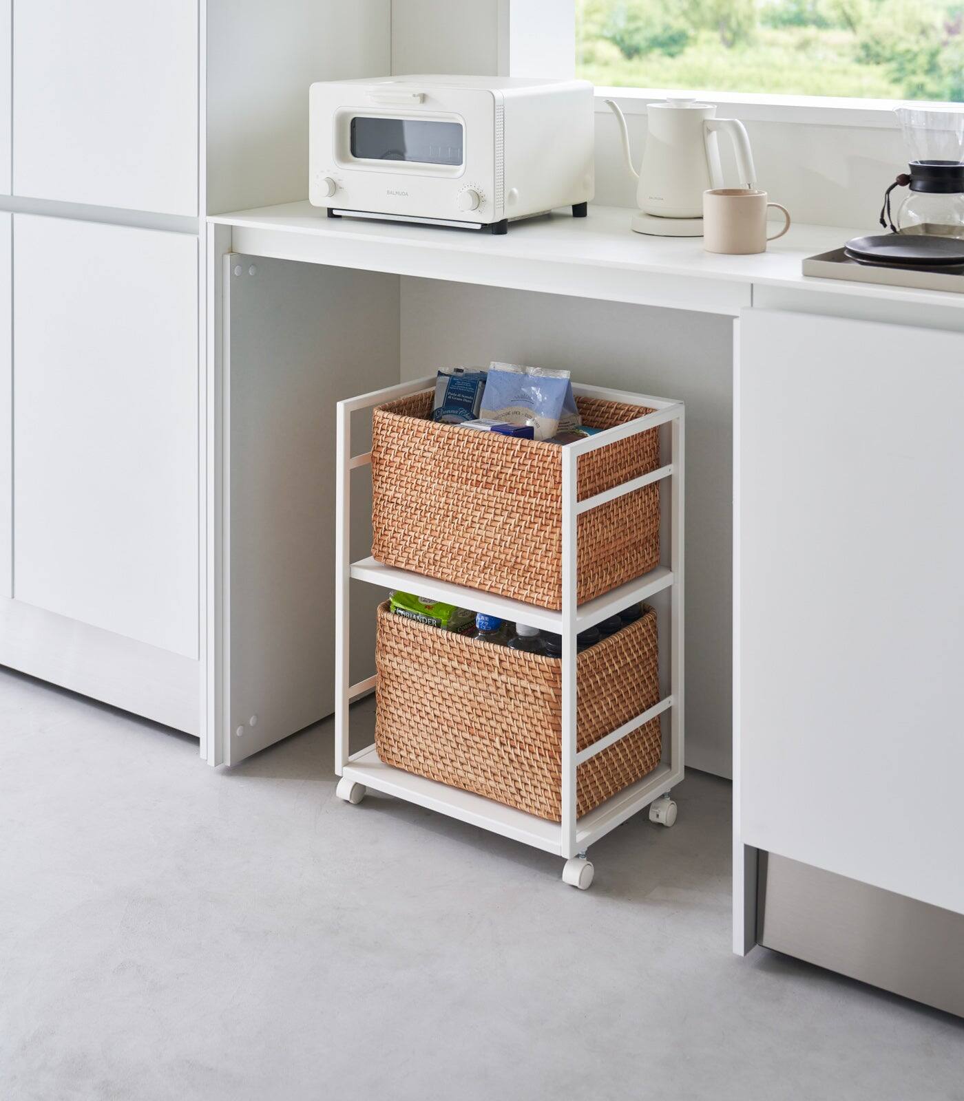 Alt View 1. Yamazaki Home - Two-Tier Hideaway Storage Cart (24" H)  - Steel - Black.