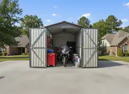 Anysun - Motorcycle Outdoor Storage Shed with Window, 121" Wide, No Tracks/Fixtures, Easy Assembly - Gray