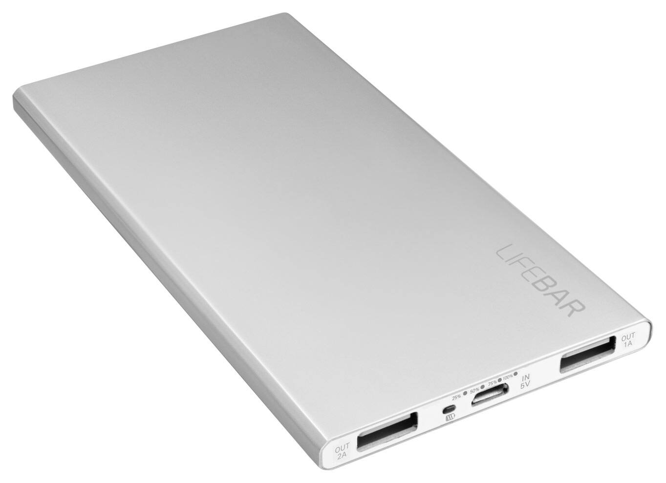 Front. Antec - LifeBar 5 Portable Battery Charger - Silver.