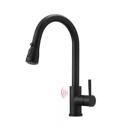 Front. Siljoy - Touchless Kitchen Faucet, Hands Free Automatic Smart Kitchen Faucet, Stainless Steel Touchless Kitchen Faucet Black - Black.
